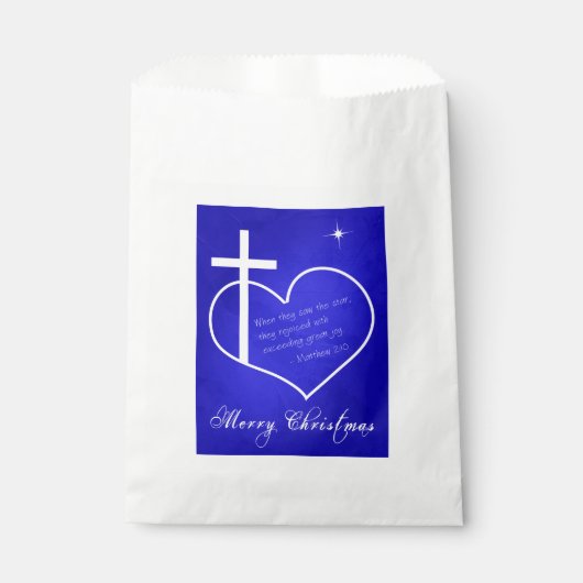 Christelijk kerstblauw bedankzakje (Voorkant)