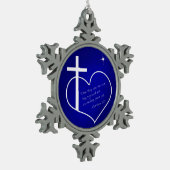 Christelijk kerstblauw tin sneeuwvlok ornament (Links)
