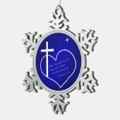 Christelijk kerstblauw tin sneeuwvlok ornament (Rechts)