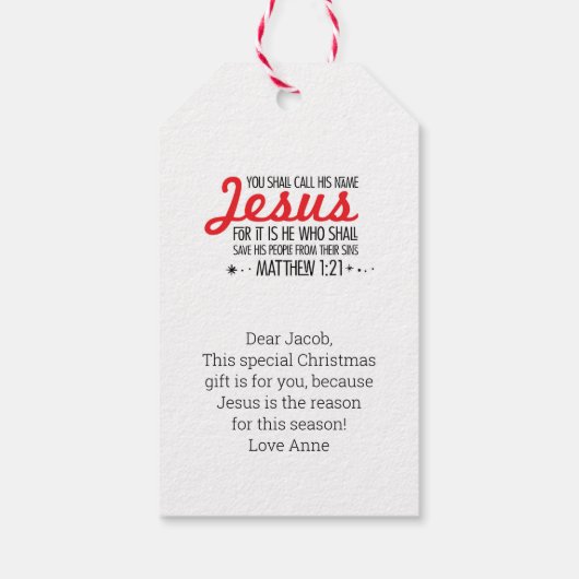 Christelijk kerstcadeau Label Jesus is de reden Cadeaulabel (Achterkant)