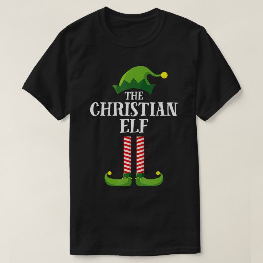 Christelijk kerstdeel Elf Matching Family Group T-shirt (Design voorkant)