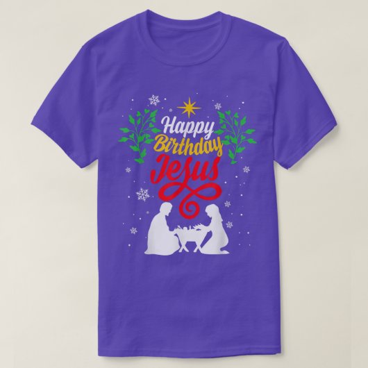Christelijk kerstfeest Happy Birthday Jesus Outfit T-shirt (Design voorkant)