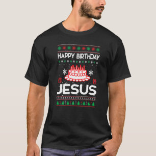 Christelijk kerstfeest Happy Birthday Jezus T-shirt