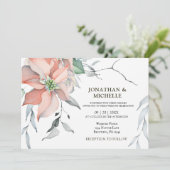 Christelijk kerstfeest Silver Pink Poinsettia Kaart (Staand voorkant)