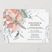 Christelijk kerstfeest Silver Pink Poinsettia Kaart (Voorkant / Achterkant)