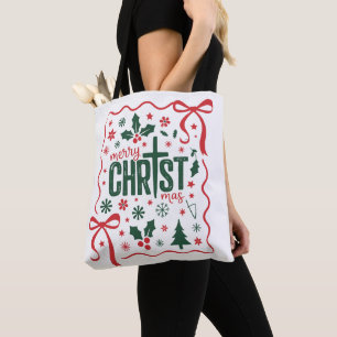 Christelijk Kerstkruis Jezus Christus Geloof Tote Bag
