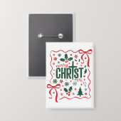 Christelijk Kerstkruis Teken Jezus Christus Geloof Button (Voorkant / Achterkant)