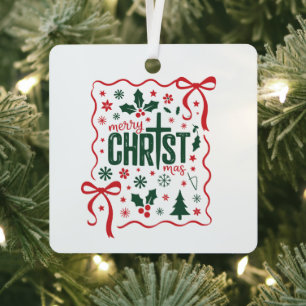 Christelijk Kerstkruis Teken Jezus Christus Geloof Metalen Ornament