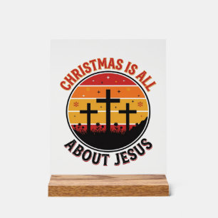 Christelijk Kerstmis Jezus Zonsondergang Kruis T-S Acryl Bord