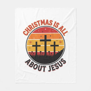 Christelijk Kerstmis Jezus Zonsondergang Kruis T-S Fleece Deken