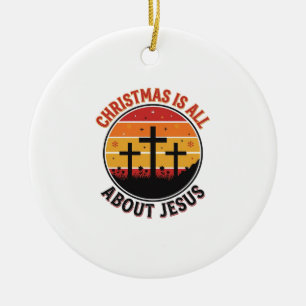 Christelijk Kerstmis Jezus Zonsondergang Kruis T-S Keramisch Ornament