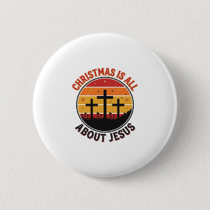 Christelijk Kerstmis Jezus Zonsondergang Kruis T-S Ronde Button 5,7 Cm
