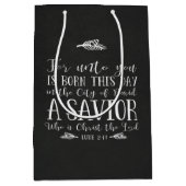 Christelijk Kerstmis Verse Typografie Krijtbord Medium Cadeauzakje (Voorkant)