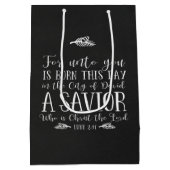 Christelijk Kerstmis Verse Typografie Krijtbord Medium Cadeauzakje (Achterkant)