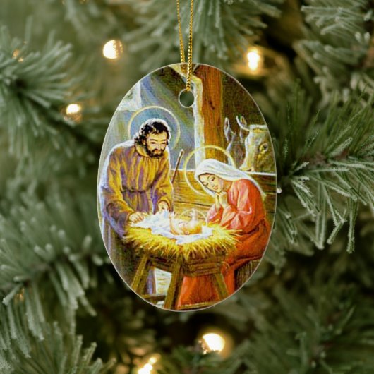 Christelijk kerstOrnament met gevaccineerd gevoel Keramisch Ornament (Boom)