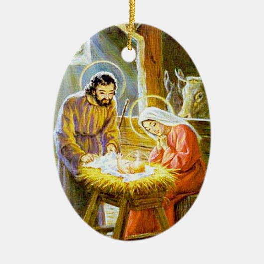 Christelijk kerstOrnament met gevaccineerd gevoel Keramisch Ornament (Voorkant)
