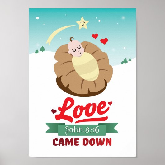 Christelijk kerstPoster Baby Jezus John 3:16 Poster (Voorkant)