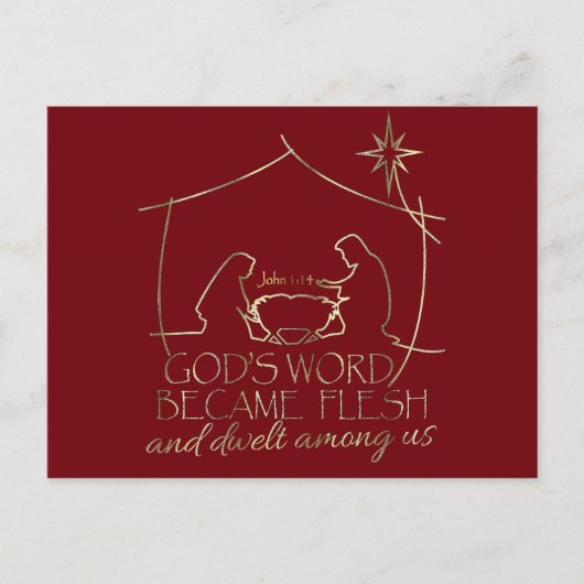 Christelijk kerstritsrituelen Elegant Red Feestdagenkaart (Voorkant)