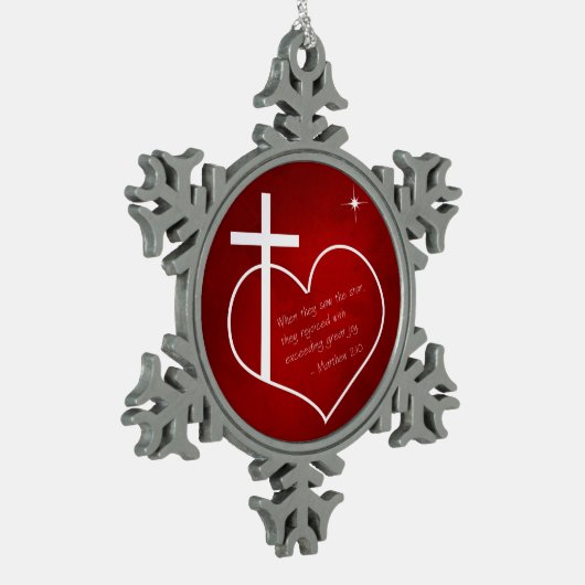 Christelijk kerstrood tin sneeuwvlok ornament (Links)