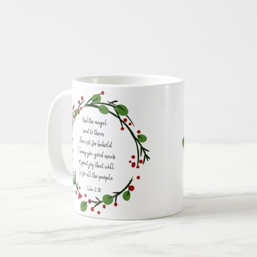 Christelijk kerstschrift koffiemok (Voorkant links)