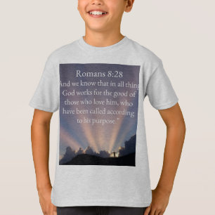 Christelijk Kids Romans 8:28 Bijbeltekst T-shirt