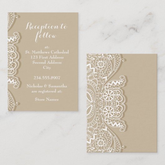 Christelijk Klassiek White Lace Taupe Informatiekaartje (Voorkant / Achterkant)