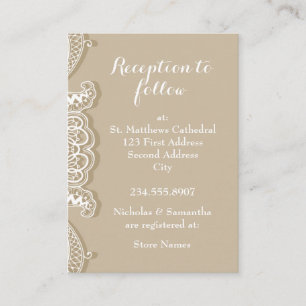 Christelijk Klassiek White Lace Taupe Informatiekaartje