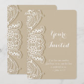 Christelijk Klassiek White Lace Taupe Wedding Kaart (Voorkant / Achterkant)