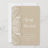 Christelijk Klassiek White Lace Taupe Wedding Kaart (Voorkant)