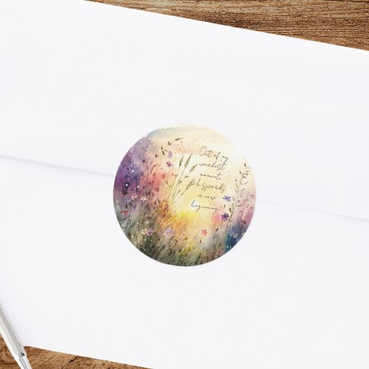 Christelijk Kleurrijke Wildflower Waterverf Verse Ronde Sticker