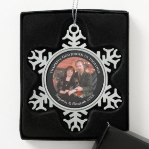 Christelijk Koppels Kerst Een foto Zwart Tin Sneeuwvlok Ornament