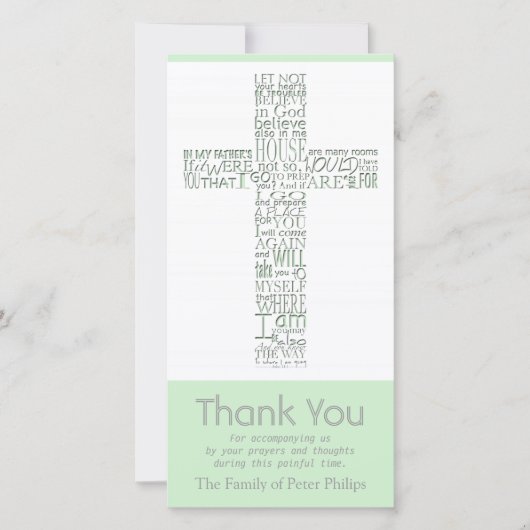 Christelijk kruis 10 John 14 Sympathie Hartelijk d Bedankkaart (Voorkant)