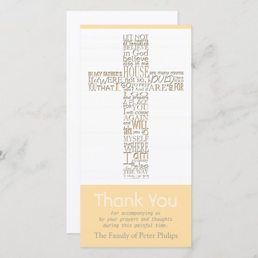 Christelijk kruis 11 John 14 Sympathie Hartelijk d Bedankkaart (Voorkant / Achterkant)