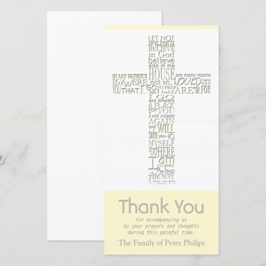Christelijk Kruis 12 Johannes 14 Condoleance Dankj Bedankkaart (Voorkant / Achterkant)
