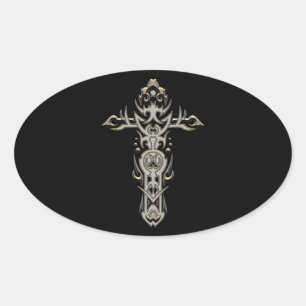 Christelijk  kruis 57 ovale sticker
