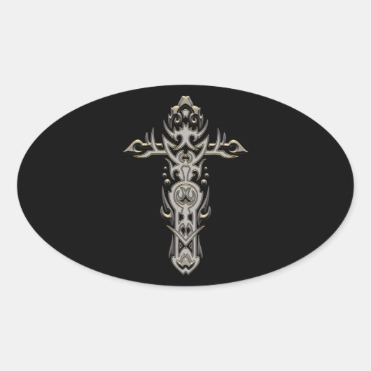 Christelijk  kruis 57 ovale sticker (Voorkant)
