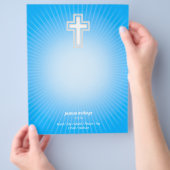 Christelijk Kruis aan gloeiende blauwe achtergrond Flyer (Hand)