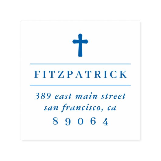 Christelijk kruis | Achternaam Retouradres Zelfinktende Stempel (Design)
