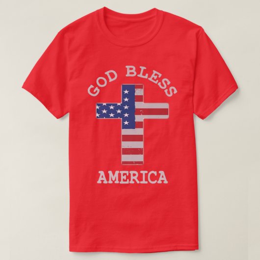 Christelijk kruis Amerikaanse vlag God zegene amer T-shirt (Design voorkant)
