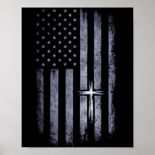 Christelijk Kruis Amerikaanse Vlag Grunge Geloof O Poster