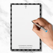 Christelijk Kruis Bijbelvers Naam Black Plaid Briefpapier