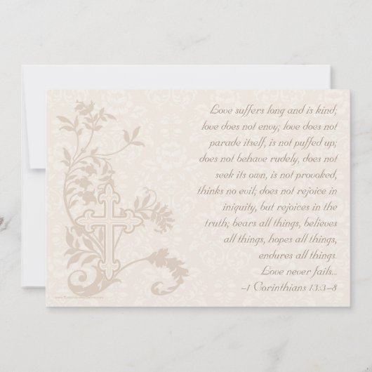 Christelijk kruis bloeien witte bruiloft uitnodigi kaart (Achterkant)