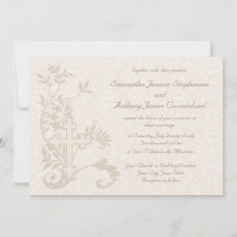 Christelijk kruis bloeien witte bruiloft uitnodigi kaart