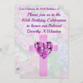 CHRISTELIJK KRUIS & BLOEMEN 85E VERJAARDAG UITNODI KAART (Voorkant / Achterkant)