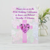 CHRISTELIJK KRUIS & BLOEMEN 85E VERJAARDAG UITNODI KAART (Staand voorkant)