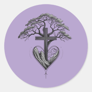Christelijk Kruis Boom Berg Hart Sticker