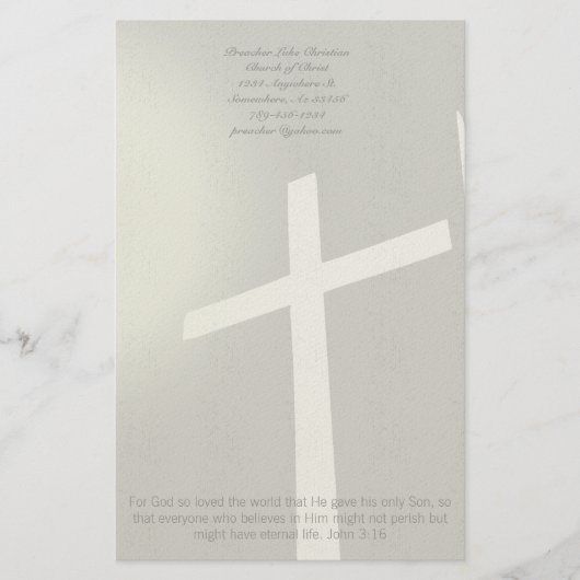 Christelijk kruis briefpapier op grijs (Voorkant)