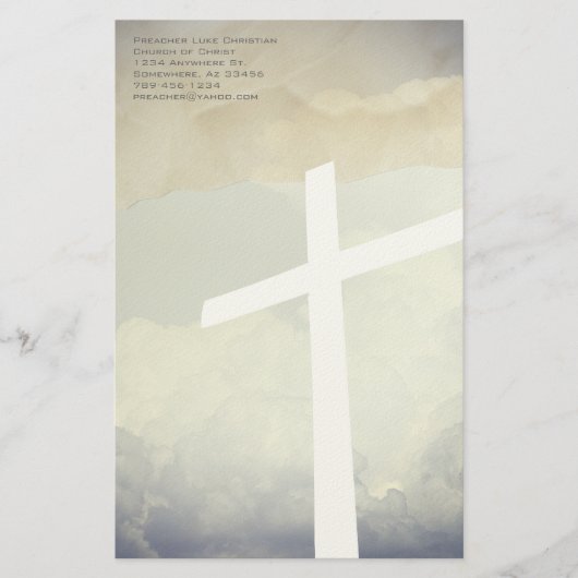Christelijk Kruis Briefpapier Op Wolken (Voorkant)