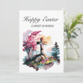 Christelijk Kruis Christus Verrezen Gelukkig Pasen Feestdagenkaart (Staand voorkant)