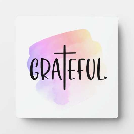 Christelijk Kruis Dankbaar Typografie Tafelmodel Fotoplaat (Voorkant)